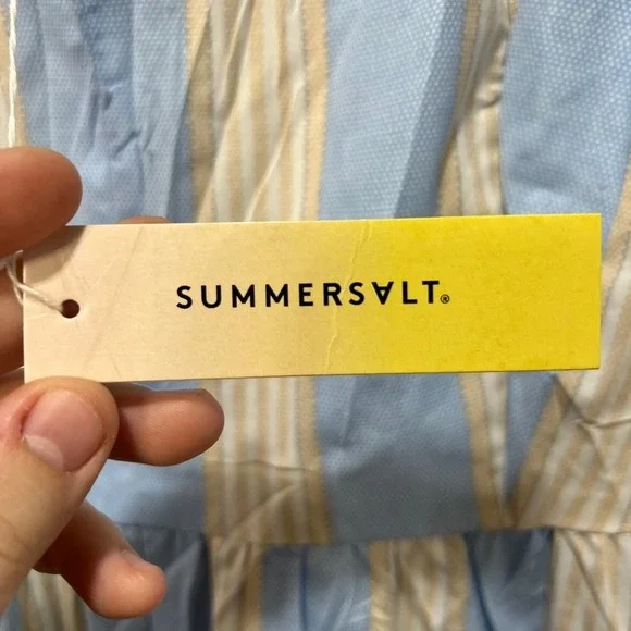 SummerSalt Womens Dress 2XL Organic Cotton Bow Stripe Midi Smock Summer Fair - Picture 8 of 13